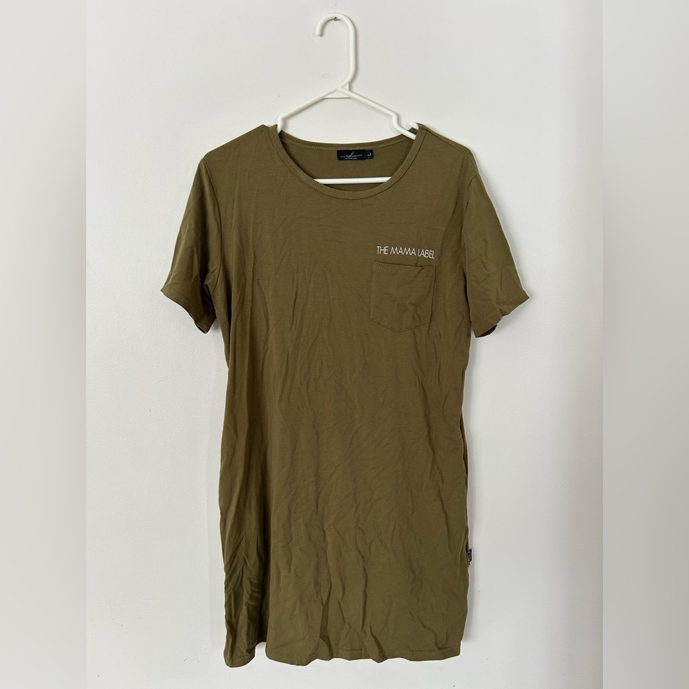 ASHCO The Mama Label Olive Green T-shirt Dress Size Large